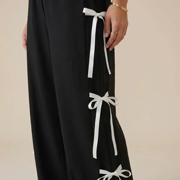 Womens_Black_Wide_Leg_Pants_With_White_Bow_Tie_Details