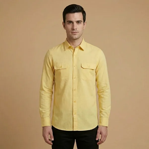 Yellow_Cotton_Blend_Formal_Shirt_For_Men