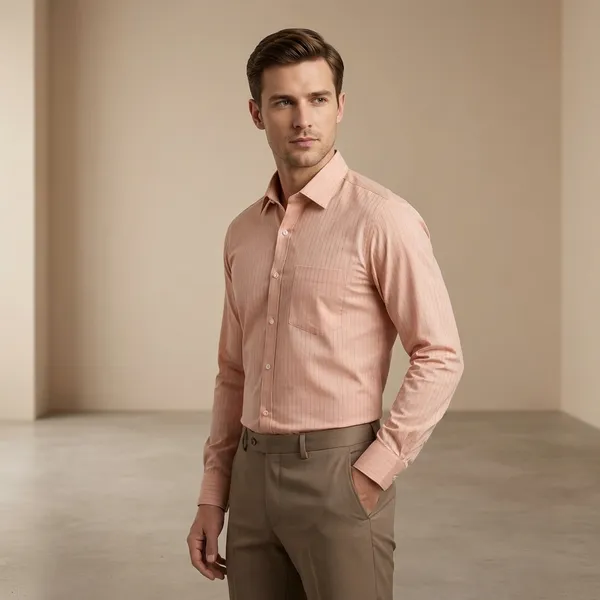 Peach_Cotton_Blend_Formal_Shirt_For_Men