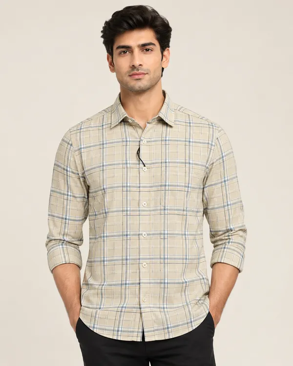 Beige_Checked_Casual_Shirt_For_Men