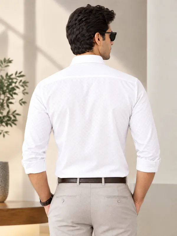 White_Casual_Fit_Button_Down_Shirt_For_Men