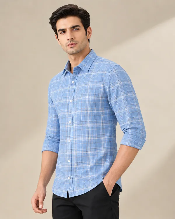 Blue_Checked_Casual_Shirt_For_Men
