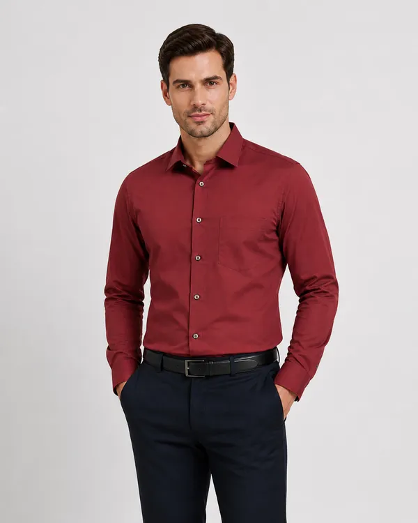 Maroon_Cotton_Satin_Blend_Formal_Shirt_For_Men