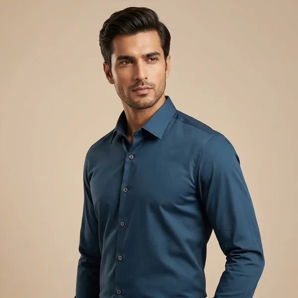 Teal_Blue_Cotton_Lycra_Formal_Shirt_For_Men