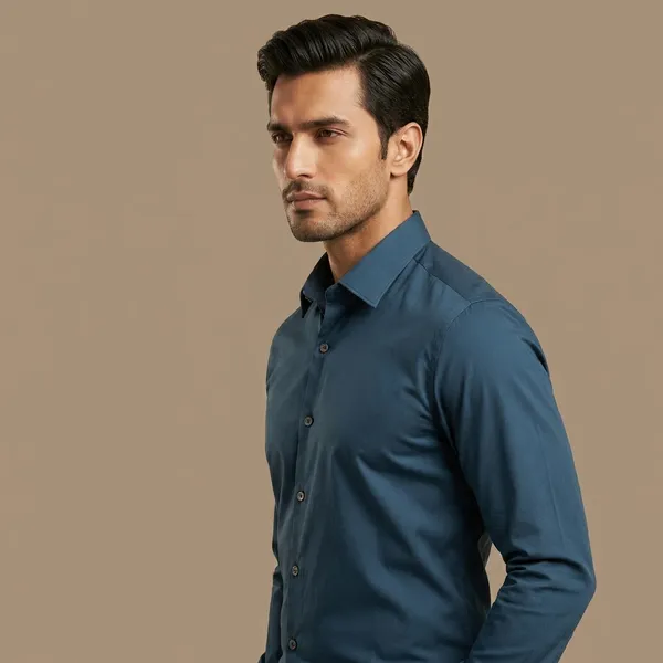 Teal_Blue_Cotton_Lycra_Formal_Shirt_For_Men