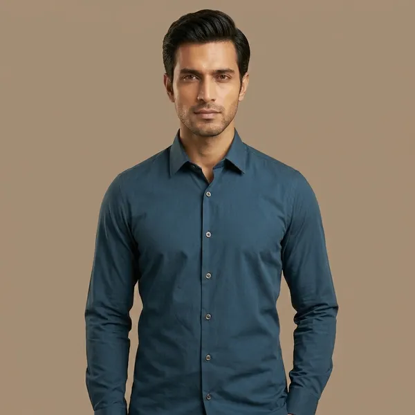 Teal_Blue_Cotton_Lycra_Formal_Shirt_For_Men