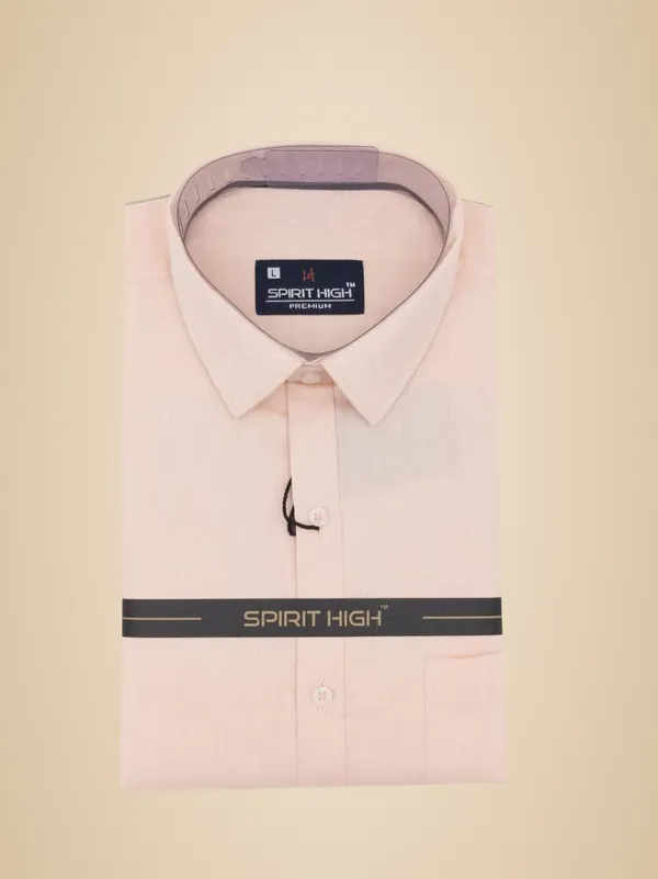 Light_Peach_Cotton_Lycra_Formal_Shirt_For_Men