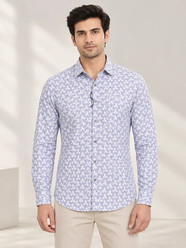 Lavender_Geometric_Print_Regular_Fit_Shirt_For_Men