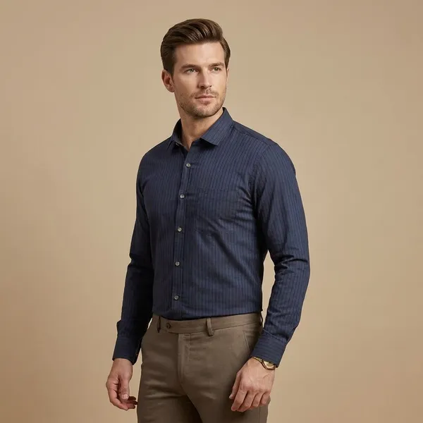Navy_Blue_Linen_Formal_Shirt_For_Men