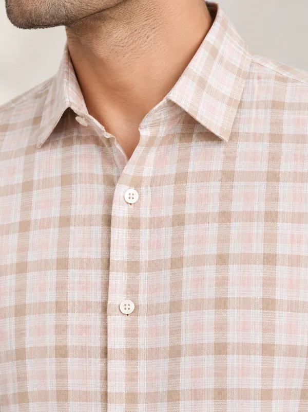 Beige_Checked_Regular_Fit_Shirt_For_Men