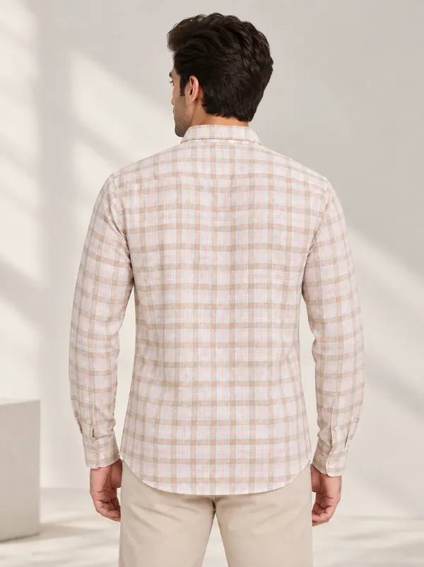 Beige_Checked_Regular_Fit_Shirt_For_Men
