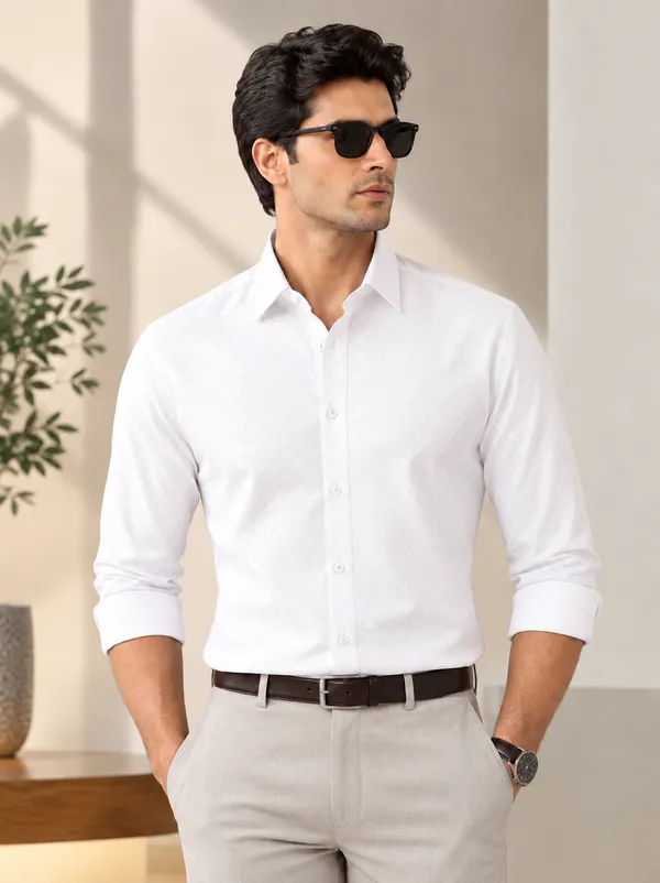 White_Casual_Fit_Button_Down_Shirt_For_Men