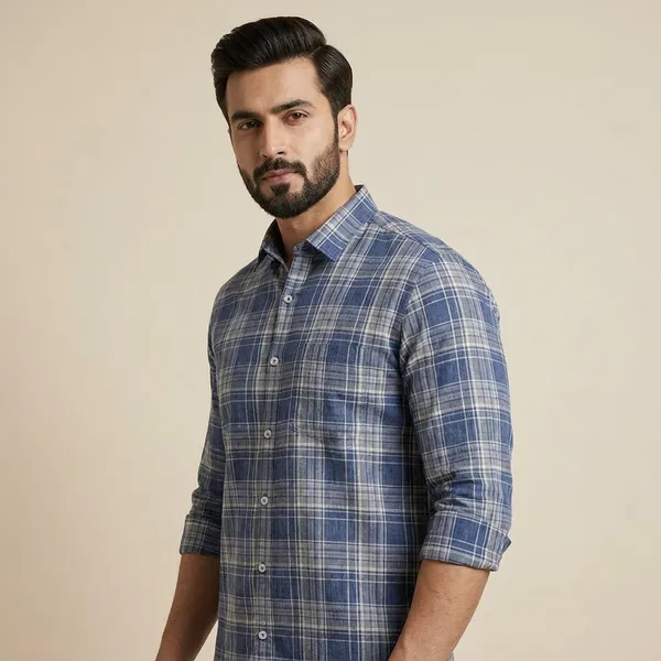 Blue_Silver_Checks_Formal_Shirt_For_Men