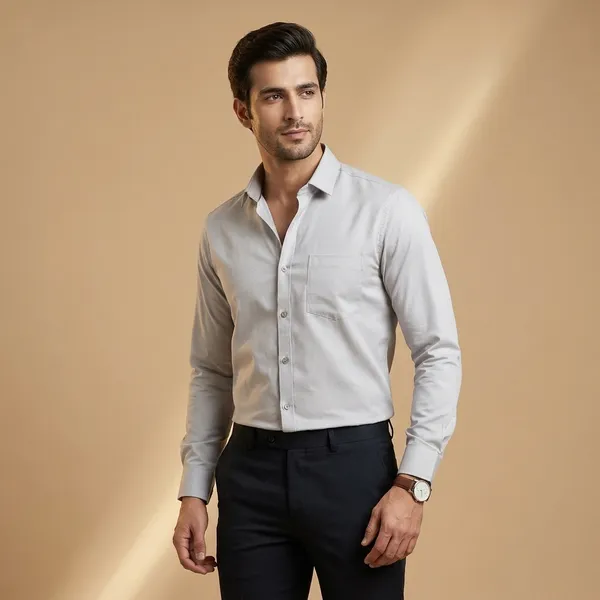 Grey_100%_Cotton_Formal_Shirt_For_Men