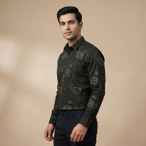 Green_Cotton_Blend_Formal_Shirt_For_Men