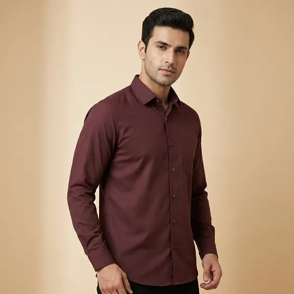 Burgundy_100%_Cotton_Formal_Shirt_For_Men