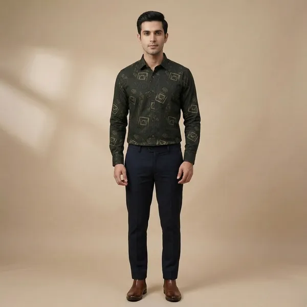 Green_Cotton_Blend_Formal_Shirt_For_Men
