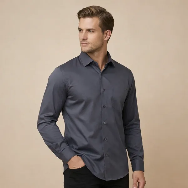 Dark_Grey_Cotton_Lycra_Formal_Shirt_For_Men