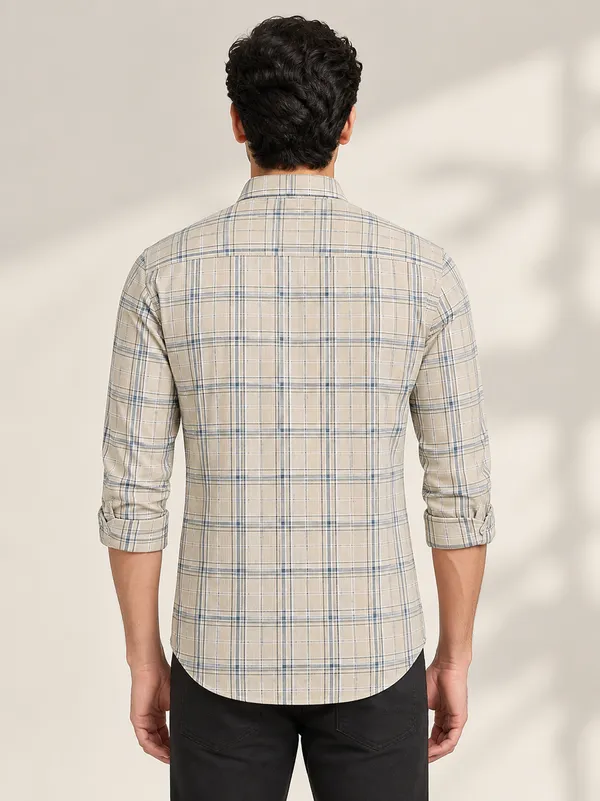 Beige_Casual_Checked_Shirt_For_Men