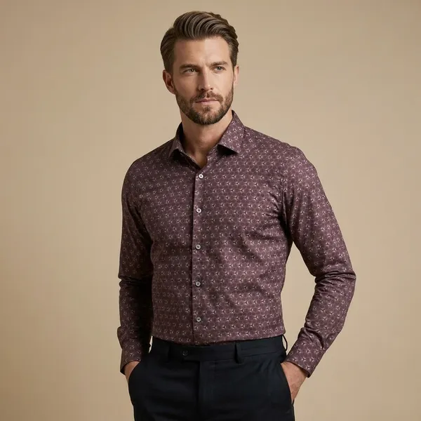 Burgundy_Cotton_Blend_Formal_Shirt_For_Men