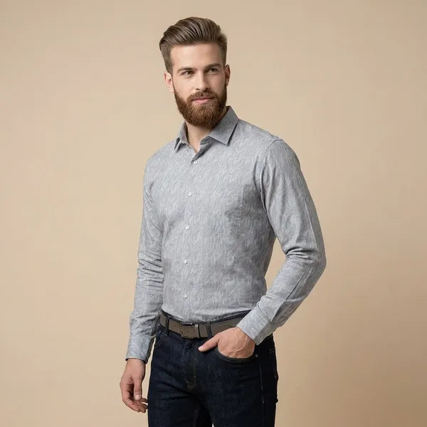 Grey_Cotton_Jacquard_Formal_Shirt_For_Men