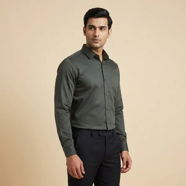 Green_Cotton_Lycra_Formal_Shirt_For_Men