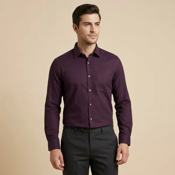 Maroon_Waffle_Formal_Shirt_For_Men