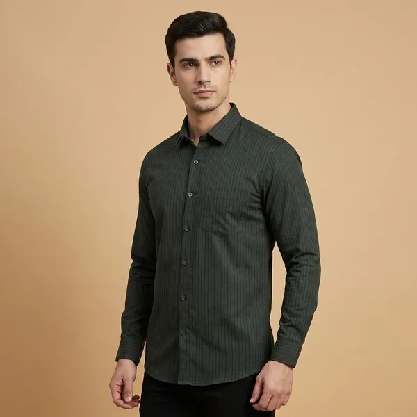 Dark_Green_Cotton_Blend_Formal_Shirt_For_Men