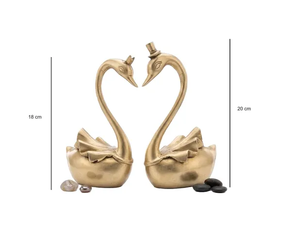 SJL_Pure_Brass_Swan_Pair_Showpiece,_Handcrafted_Love_Bird_Couple_Figurine,_Antique_Finish,_Heart_Shape,_for_Home_and_Office_D�cor