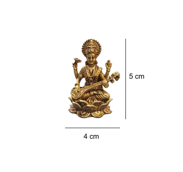 Brass_Saraswati_Ji_Idol_on_Lotus,_Antique_Finish,_5_cm,_for_Home_Mandir,_Study_Table_and_Office_Decor