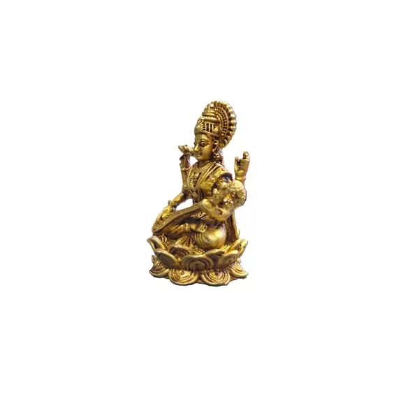 Brass_Saraswati_Ji_Idol_on_Lotus,_Antique_Finish,_5_cm,_for_Home_Mandir,_Study_Table_and_Office_Decor