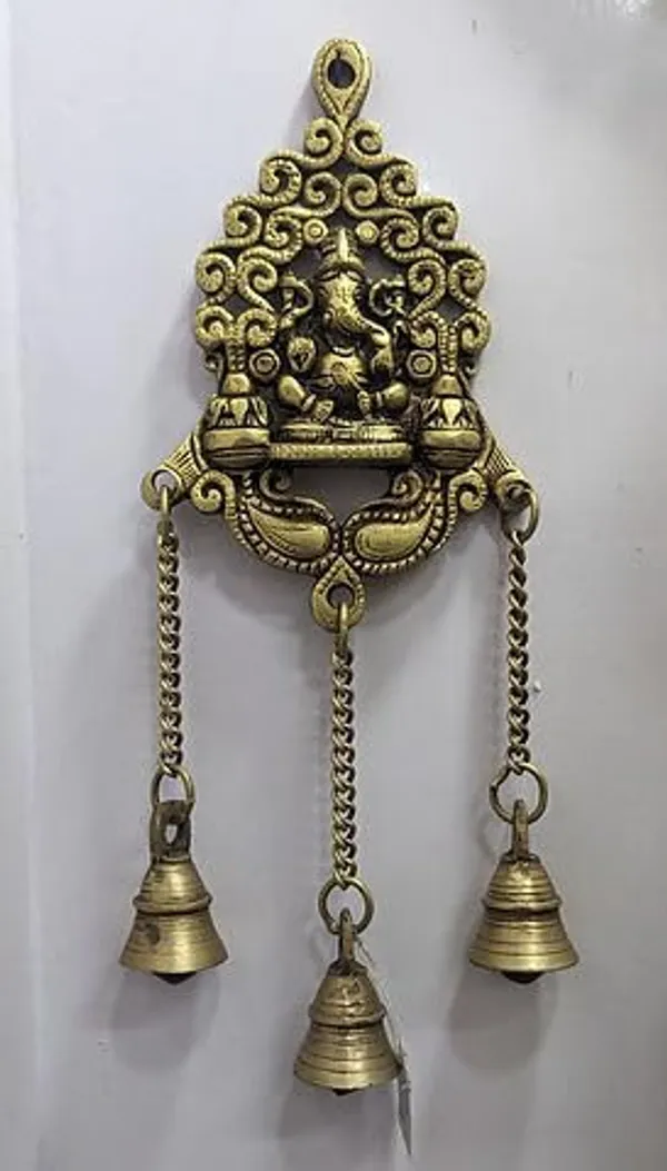 Sjl_Antique_Brass_Wall_Hanging_Ganesh_Ganesha_Gannu_Ganpati_Toran_With_Bells_For_Home_Office_Door_Wall_Decor_Decorative_Showpiece_30_48_Cm_Brass_Gold