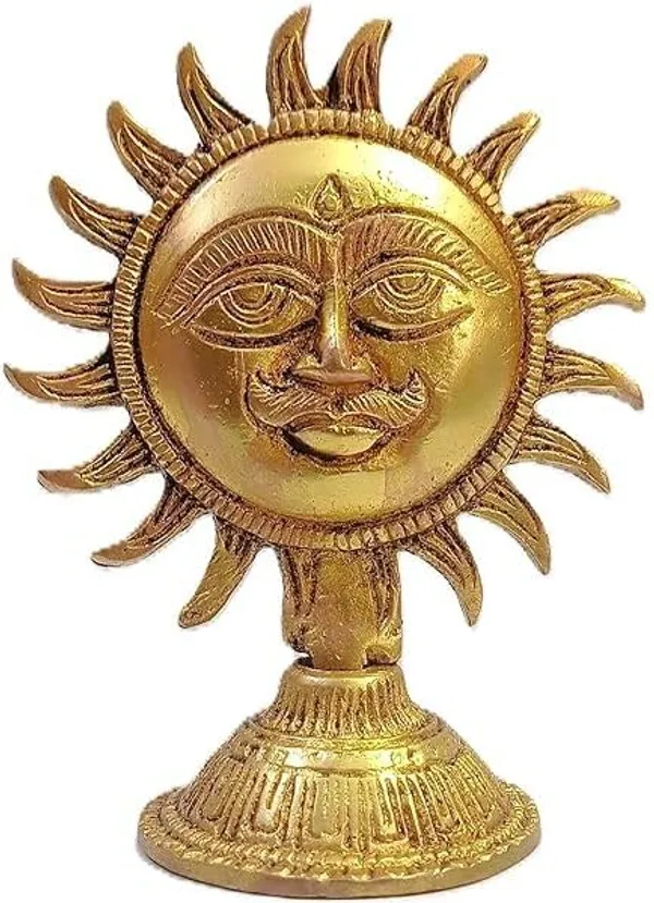 Sjl_Antique_Brass_Surya_Murti_With_Stand_Sun_Stand_Nazar_Battu_Home_Office_Decor_Decorative_Showpiece_9_Cm_Brass_Gold