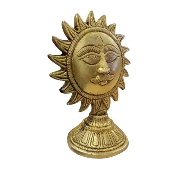 Sjl_Antique_Brass_Surya_Murti_With_Stand_Sun_Stand_Nazar_Battu_Home_Office_Decor_Decorative_Showpiece_9_Cm_Brass_Gold