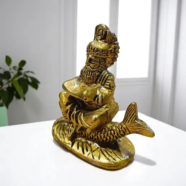 Sjl_Jhule_Lal_Showpiece_Idol_Sindhi_Cultural_Blessings_Statue_Sindhi_Hindu_God_Home_Office_Decor_Decorative_Showpiece_9_Cm_Brass_Gold