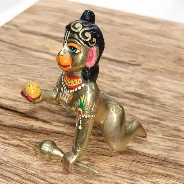 Sjl_Handcrafted_Brass_Baby_Hanuman_Idol_Little_Bajrangbali_Statue_Crawling_Bal_Hanuman_Statue_With_Laddu_Gada_For_Home_Temple_Gift_Decor_Decorative_Showpiece_13_Cm_Brass_Gold