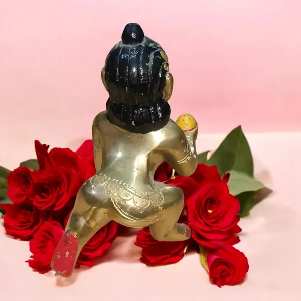 Sjl_Handcrafted_Brass_Baby_Hanuman_Idol_Little_Bajrangbali_Statue_Crawling_Bal_Hanuman_Statue_With_Laddu_Gada_For_Home_Temple_Gift_Decor_Decorative_Showpiece_13_Cm_Brass_Gold