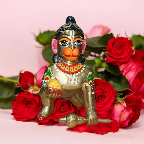 Sjl_Handcrafted_Brass_Baby_Hanuman_Idol_Little_Bajrangbali_Statue_Crawling_Bal_Hanuman_Statue_With_Laddu_Gada_For_Home_Temple_Gift_Decor_Decorative_Showpiece_13_Cm_Brass_Gold