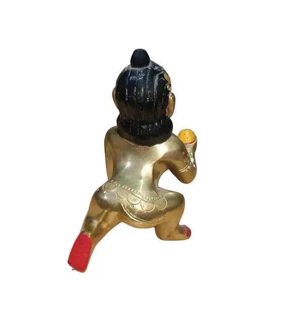 Sjl_Handcrafted_Brass_Baby_Hanuman_Idol_Little_Bajrangbali_Statue_Crawling_Bal_Hanuman_Statue_With_Laddu_Gada_For_Home_Temple_Gift_Decor_Decorative_Showpiece_11_Cm_Brass_Gold
