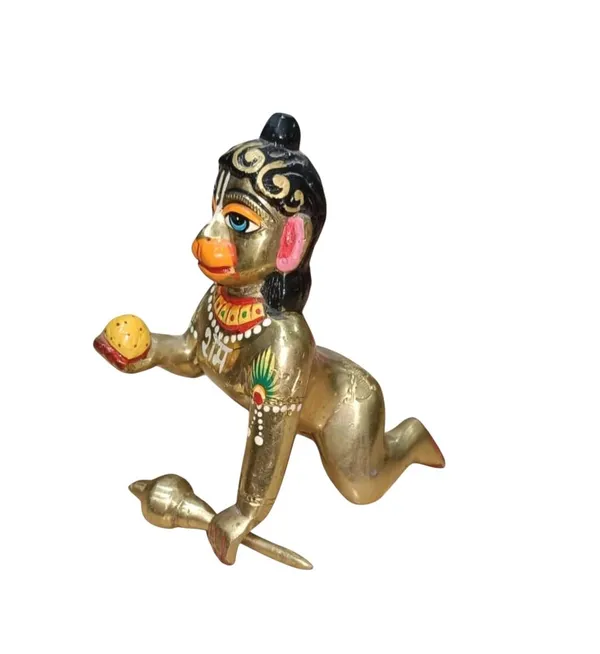 Sjl_Handcrafted_Brass_Baby_Hanuman_Idol_Little_Bajrangbali_Statue_Crawling_Bal_Hanuman_Statue_With_Laddu_Gada_For_Home_Temple_Gift_Decor_Decorative_Showpiece_11_Cm_Brass_Gold