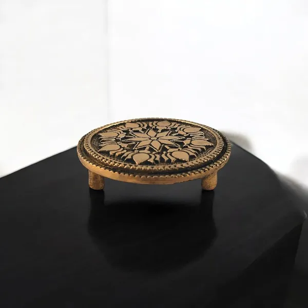 Sjl_Chowki_Bajot_For_Pooja_God_Idols_Round_Shape_Three_Leg_Lotus_Design_Stand_Brass_All_Purpose_Chowki_Gold_Pack_Of_1