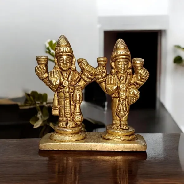 Sjl_Antique_Design_Lakshmi_Narayan_Pair_Vishnu_With_Laxmi_Idol_Murti_Statue_Sculpture_Decor_Decorative_Showpiece_11_Cm_Brass_Gold