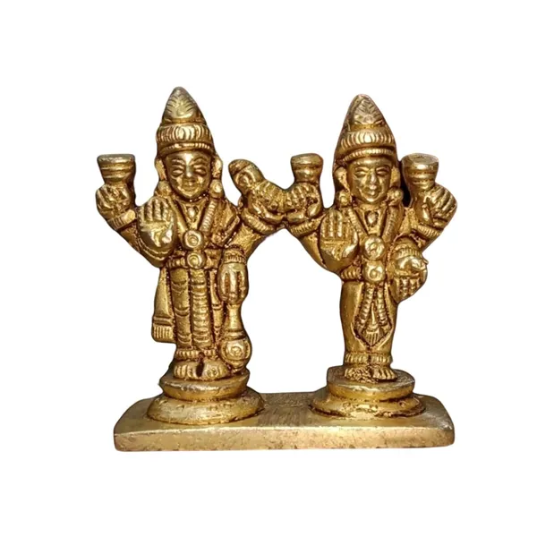 Sjl_Antique_Design_Lakshmi_Narayan_Pair_Vishnu_With_Laxmi_Idol_Murti_Statue_Sculpture_Decor_Decorative_Showpiece_11_Cm_Brass_Gold