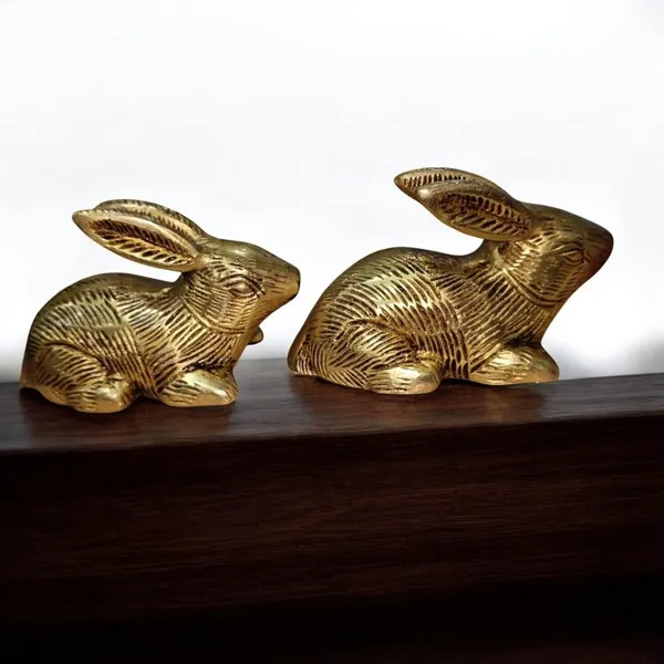 Sjl_Brass_Rabbit_Figurine_Set_Pair_Of_Handmade_Bunny_Sculptures_For_Elegant_And_Whimsical_Statue_For_Home_Decor_Decorative_Showpiece_8_Cm