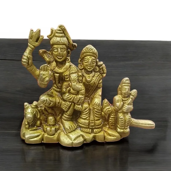 Sjl_Brass_Made_Hand_Crafted_Shiv_Parivaar_Idol_Murti_For_Home_And_Office_Decorative_Showpiece_7_Cm_Brass_Gold