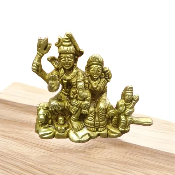 Sjl_Brass_Made_Hand_Crafted_Shiv_Parivaar_Idol_Murti_For_Home_And_Office_Decorative_Showpiece_7_Cm_Brass_Gold