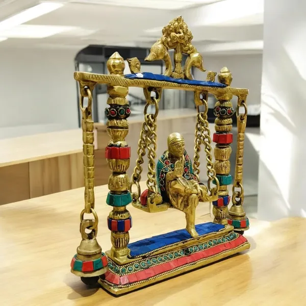 Antique_Design_Gemstone_Work_Sai_Baba_On_Jhula_Idol_Statue_Decorative_Showpiece_25_Cm