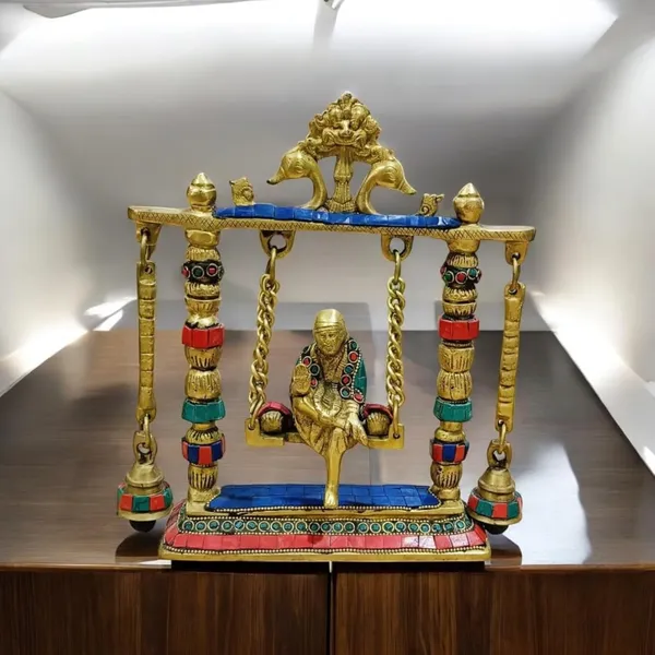 Antique_Design_Gemstone_Work_Sai_Baba_On_Jhula_Idol_Statue_Decorative_Showpiece_25_Cm
