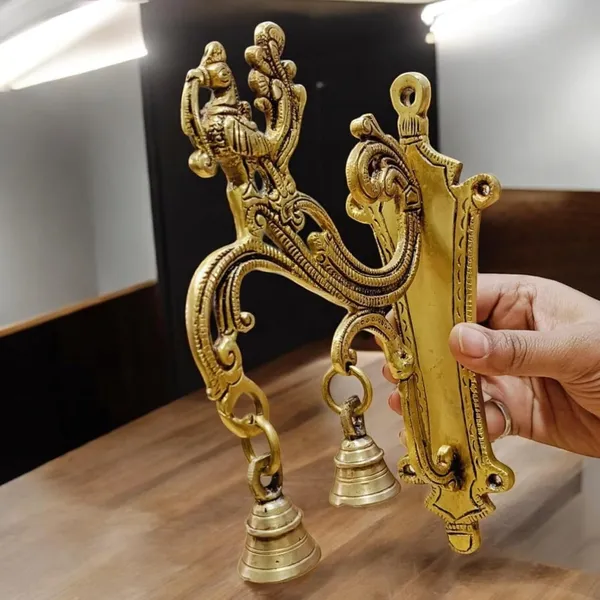 Wall_Bracket_Hanger_Wall_Decoration_Hanging_Showpiece_Peacock_Design_With_Bells_Brass_Decorative_Bell_Gold_Pack_Of_1