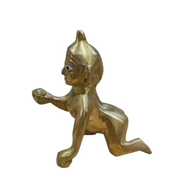 Sjl_Krishna_Statue_Murti_Idol_Sculpture_Makhan_Chor_Ladoo_Gopal_Baby_Decorative_Showpiece_8_Cm_Brass_Gold